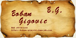 Boban Gigović vizit kartica